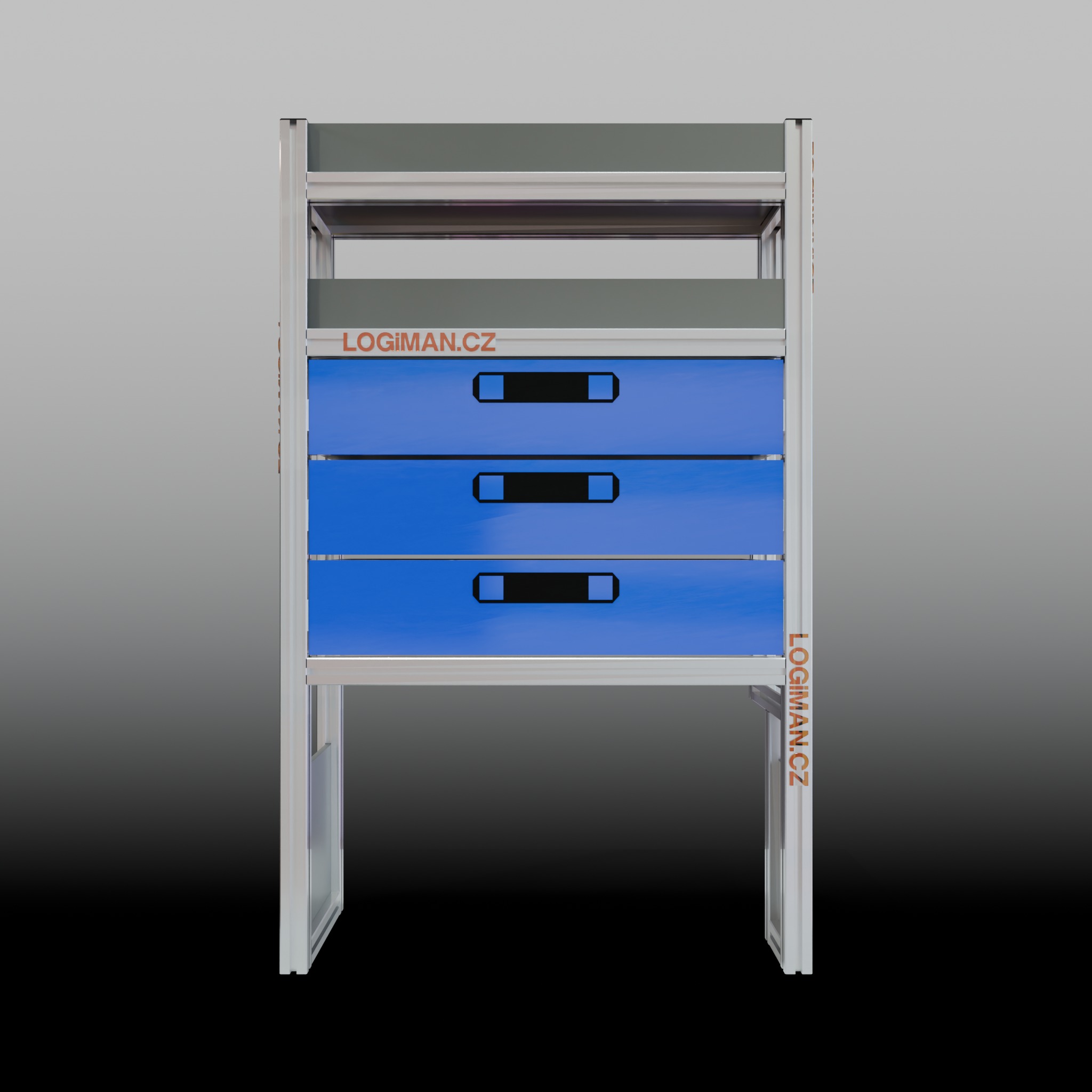 Van shelving fit-out – VW Transporter T6 L1 - front view
