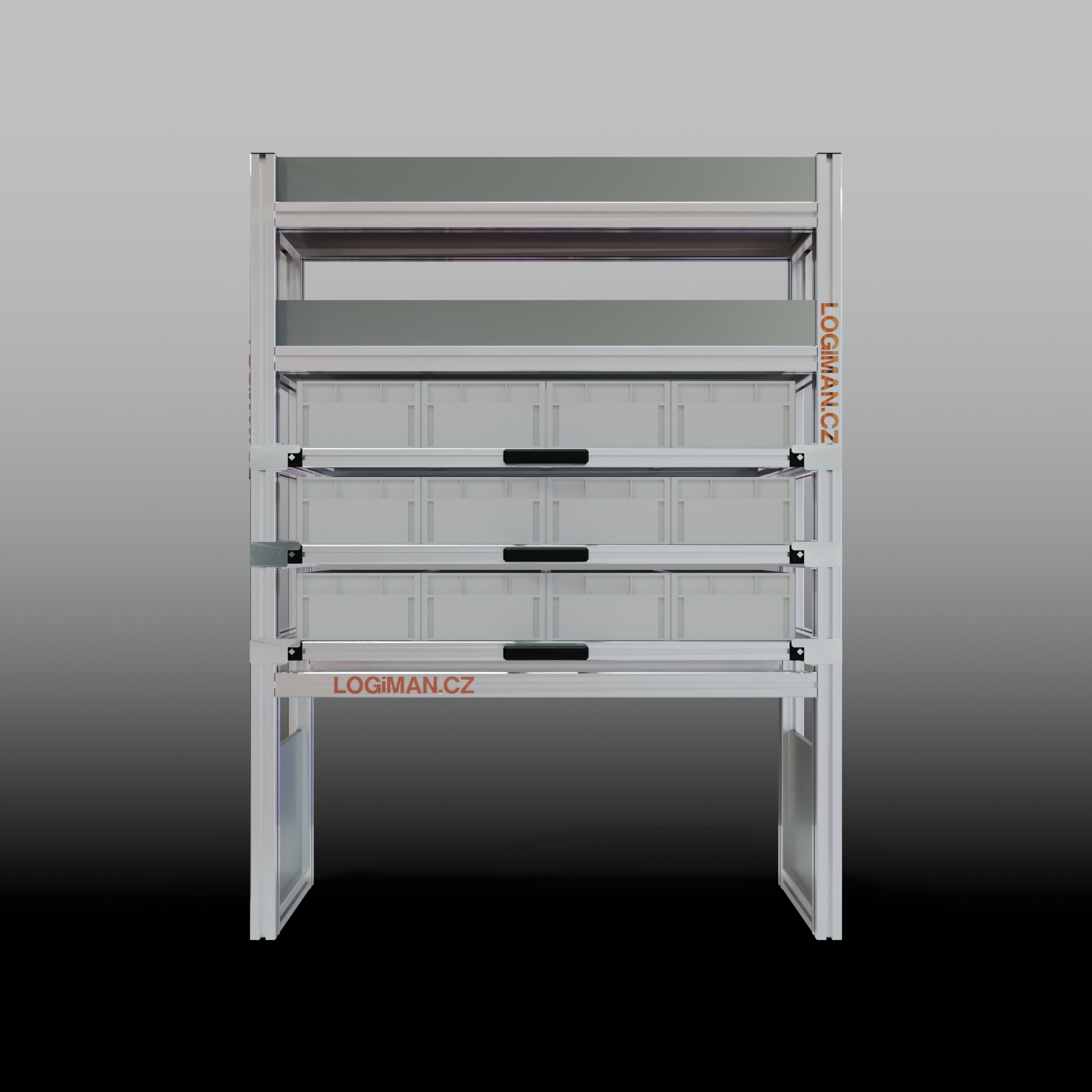 Van shelving fit-out – VW Transporter T6 L1 - front view