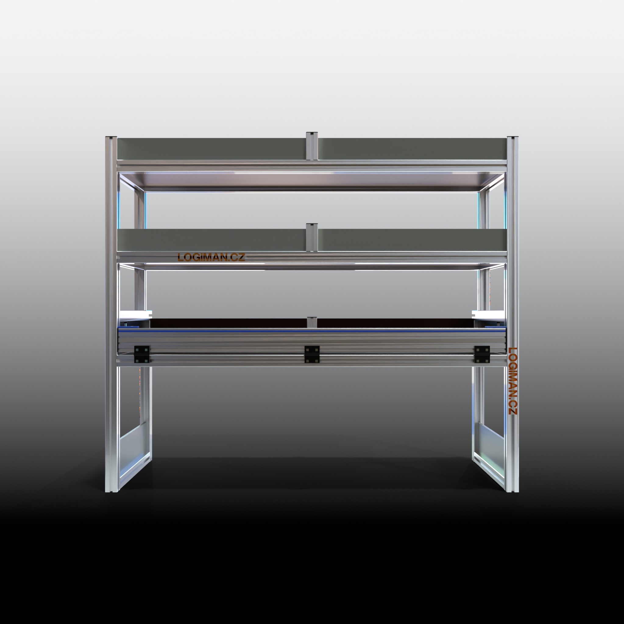 Van shelving fit-out – VW Transporter T6 L2 - front view