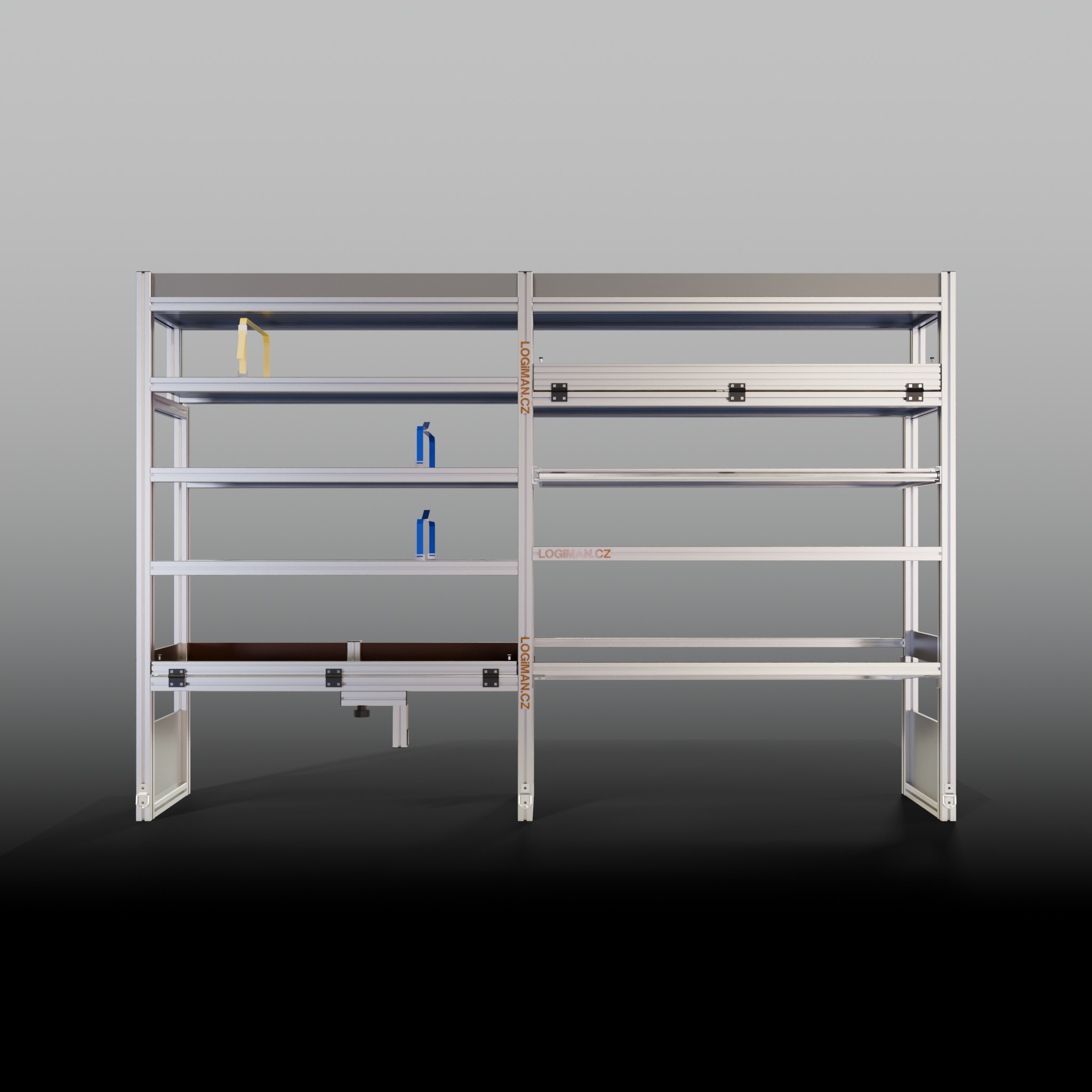 Van shelving fit-out – Renault Master L2H2 3682 mm - front view