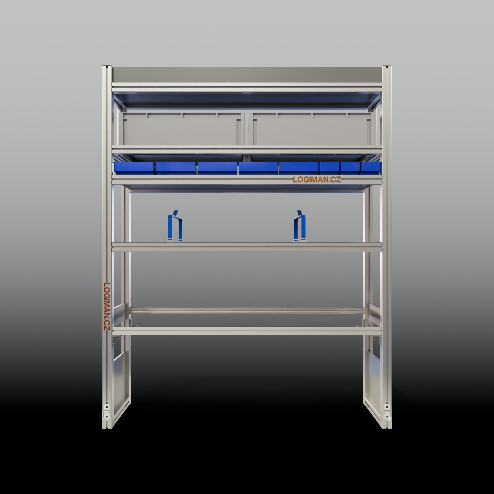 Van shelving fit-out – Renault Master L2H2 3682 mm - front view