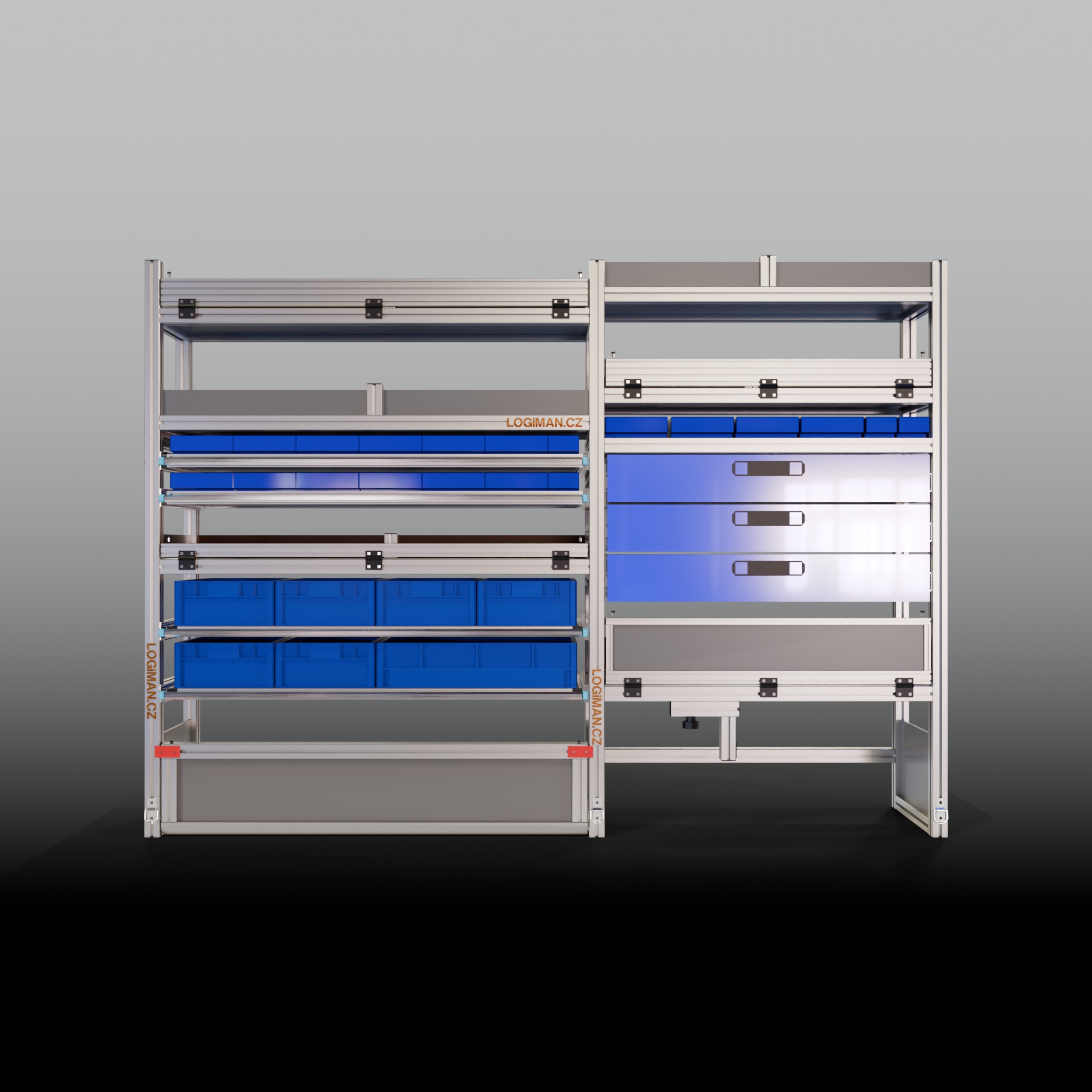 Van shelving fit-out – VW Crafter L3H3 FWD - front view