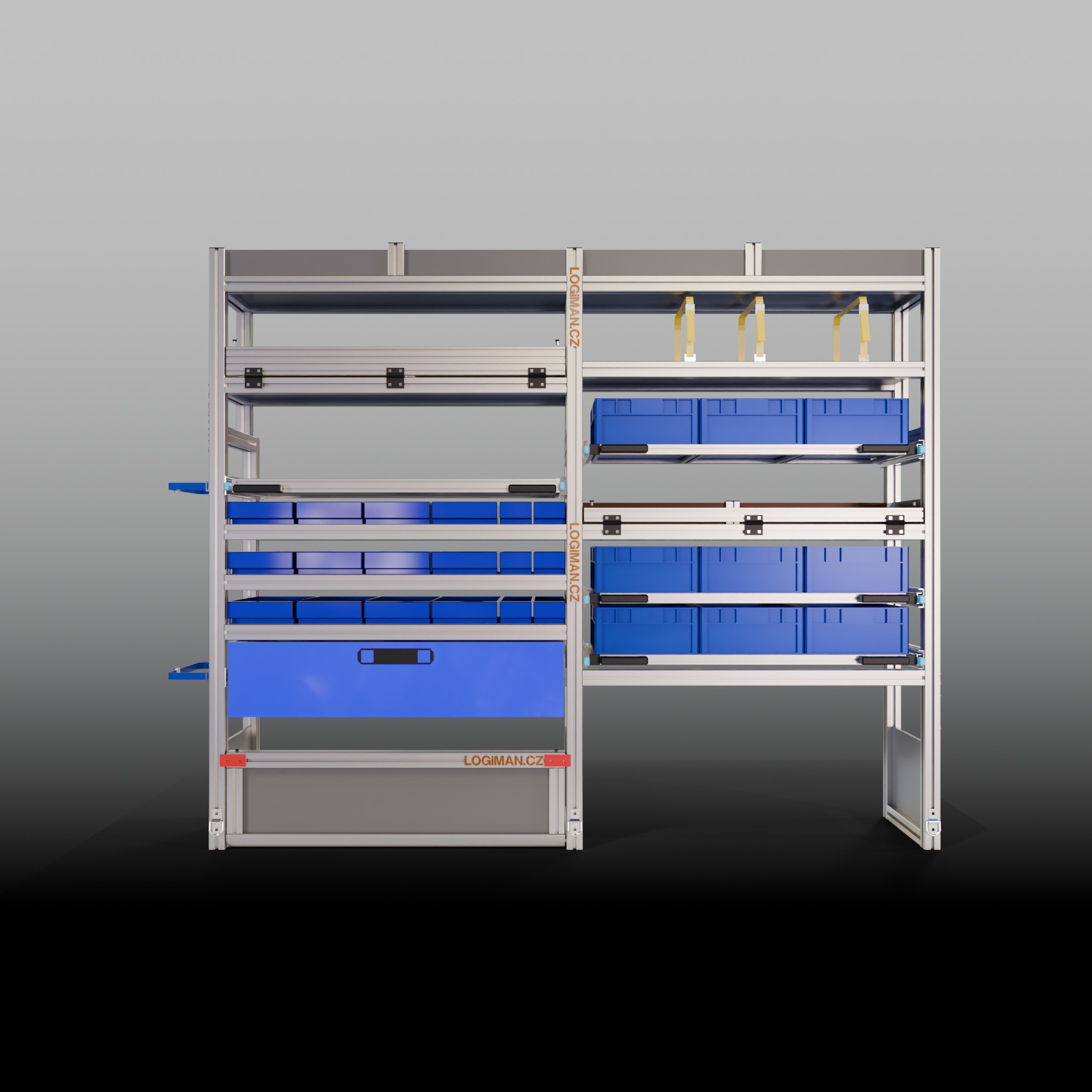 Van shelving fit-out – VW Crafter L3H3 FWD - front view