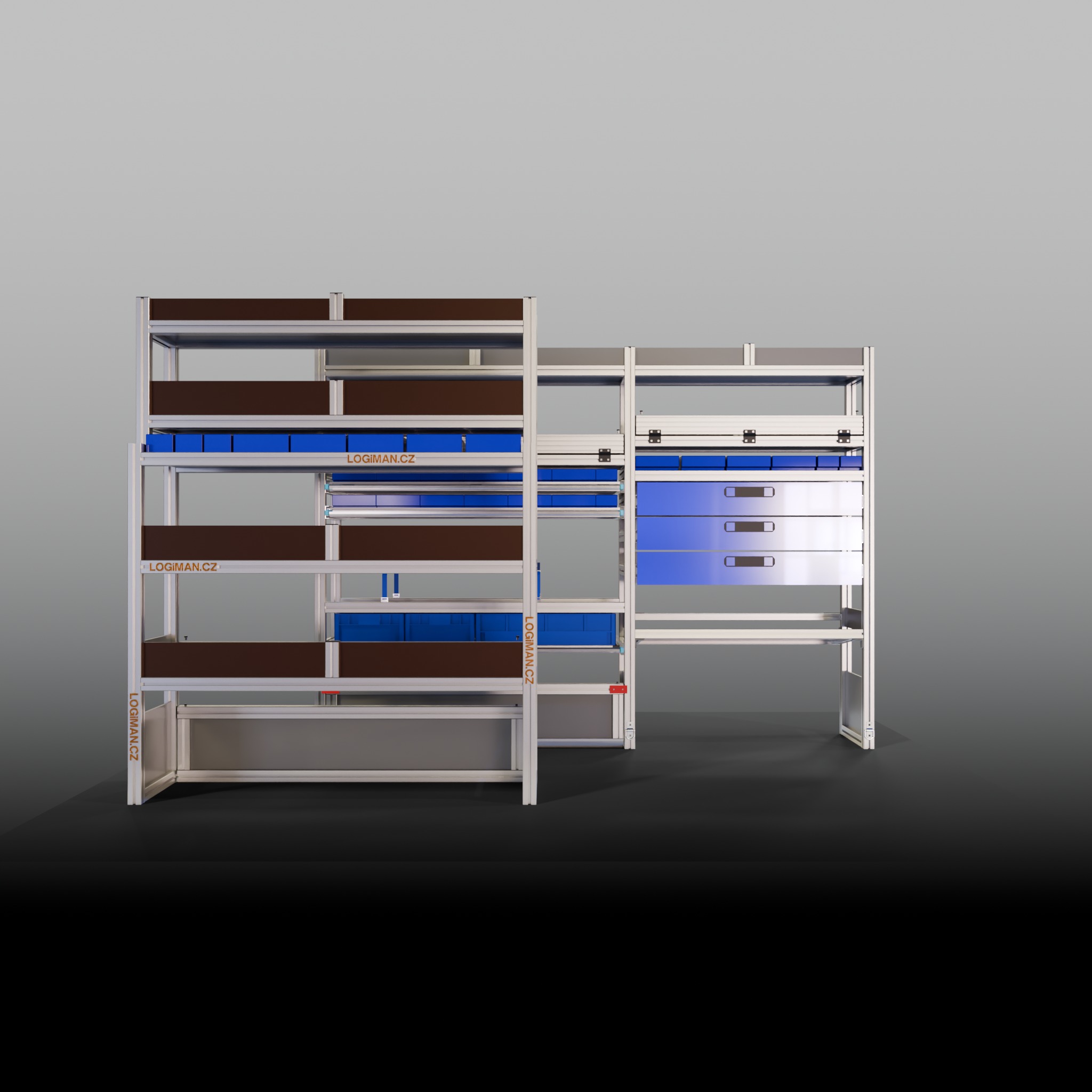 Van shelving fit-out – VW Crafter L3H3 FWD - front view